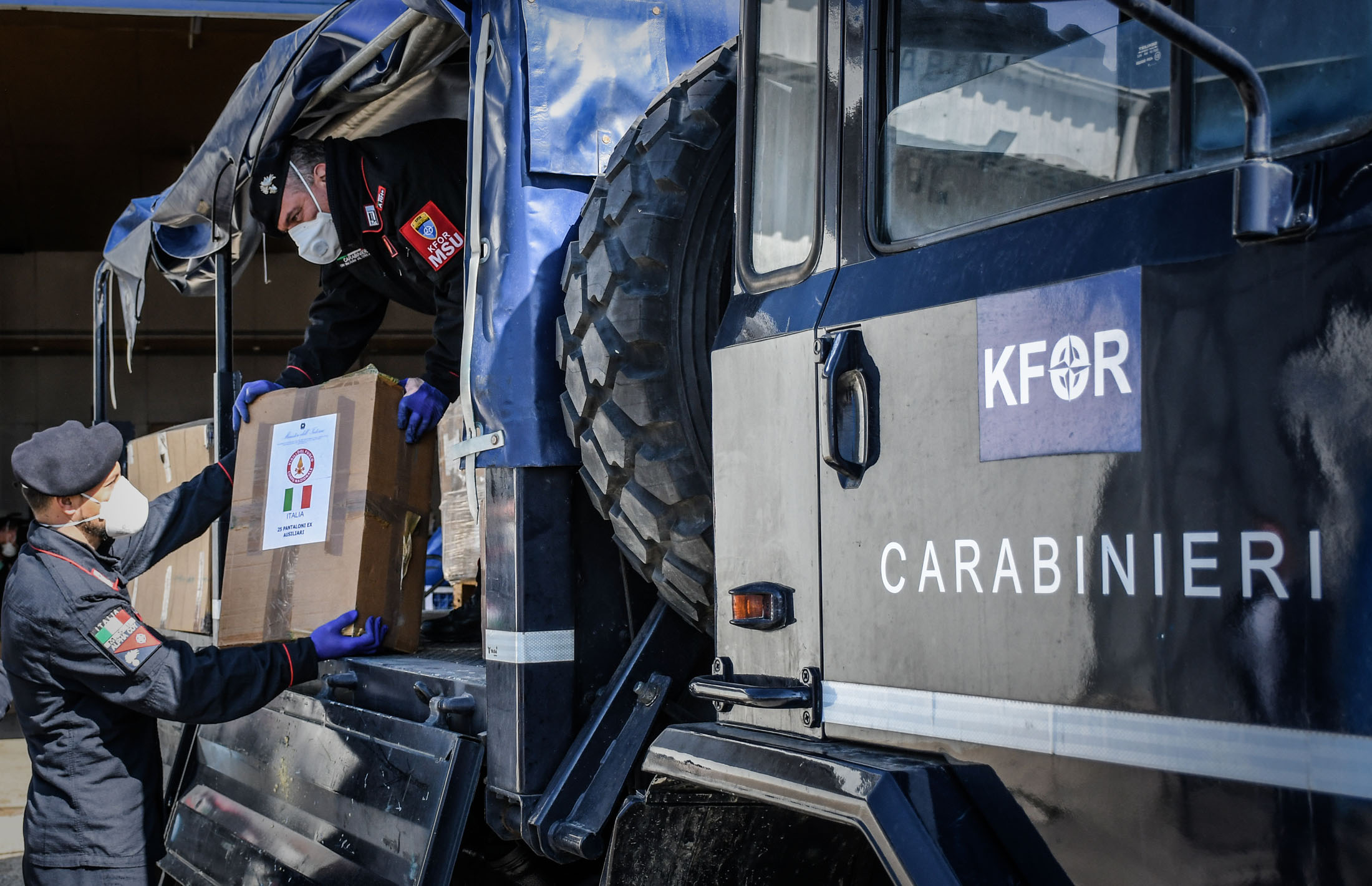 Photo: KFOR providing assistance to local communities in Kosovo to help fight he COVID-19 pandemic Credit: NATO