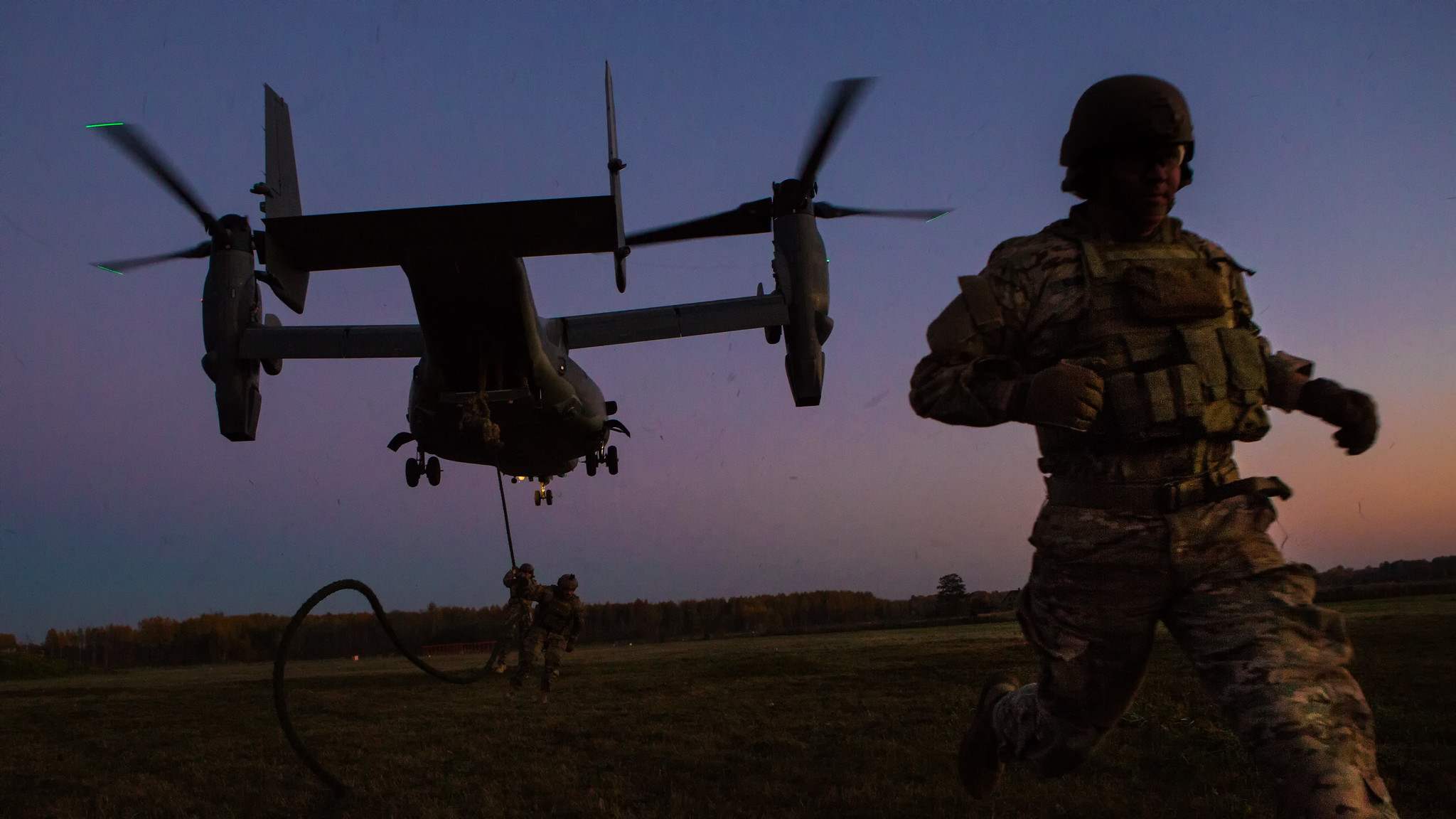 Photo: U.S. Special Forces fast-rope from Ospreys in Latvia. Credit: NATO