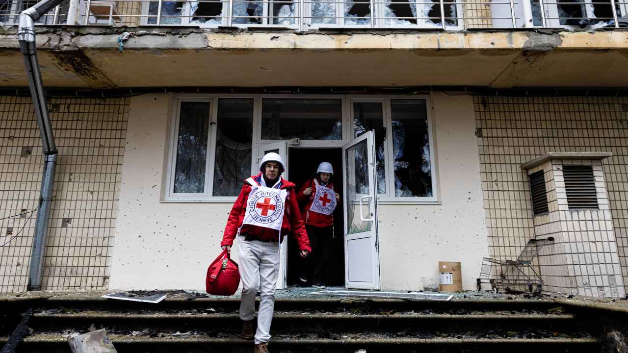 Photo: International Committee of the Red Cross (ICRC) deliver aid to Irpin, Ukraine, April 4 2022. Credit: ICRC.
