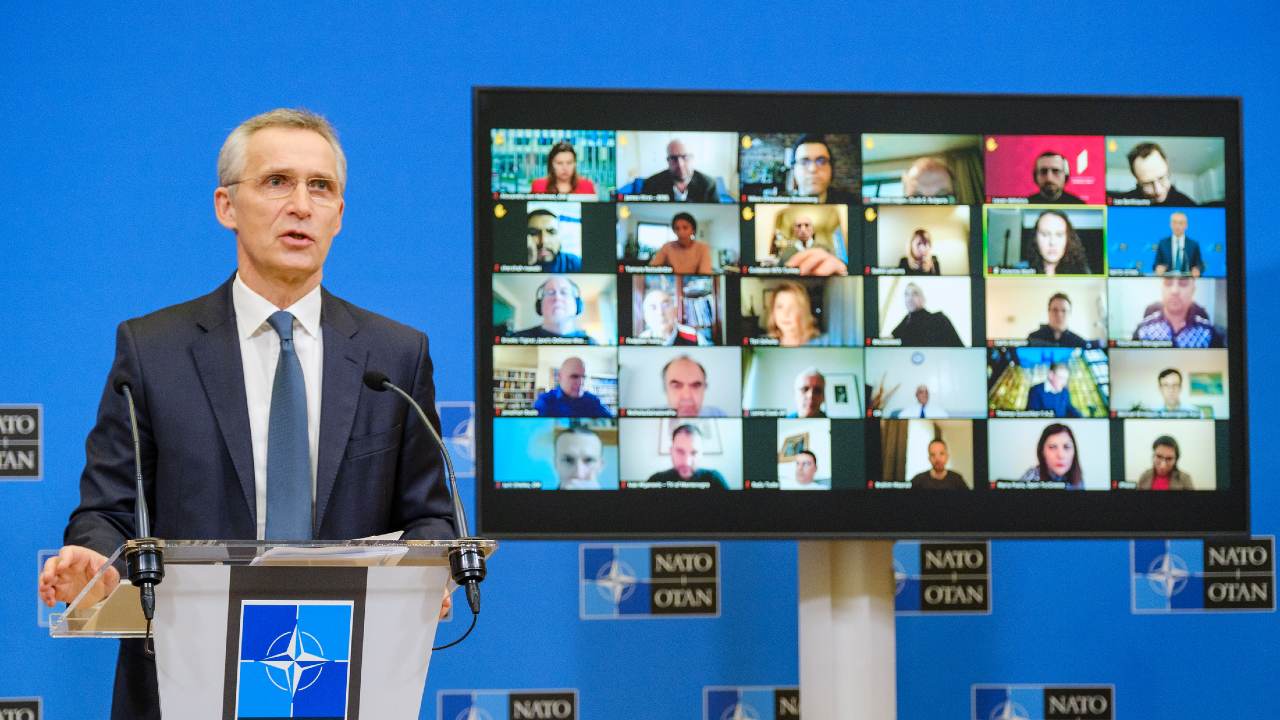 Photo: Press conference by NATO Secretary General Jens Stoltenberg ahead of the meetings of NATO Defense Ministers at NATO Headquarters in Brussels on 17 and 18 February. Credit: NATO