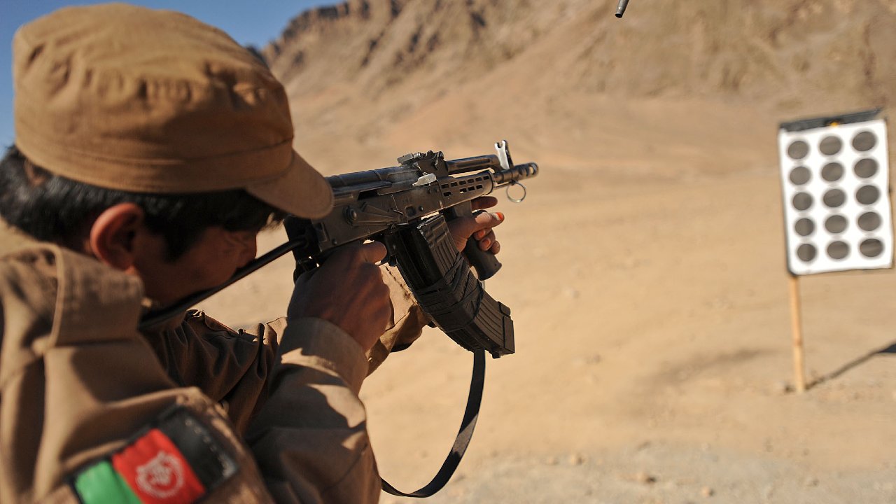 Photo: An Afghan Local Police candidate fires at a target during a training exercise conducted by Afghan National Army commandos in Gizab district, Uruzgan province, Afghanistan, Dec. 13. Credit: Petty Officer 2nd Class David Brandenburg