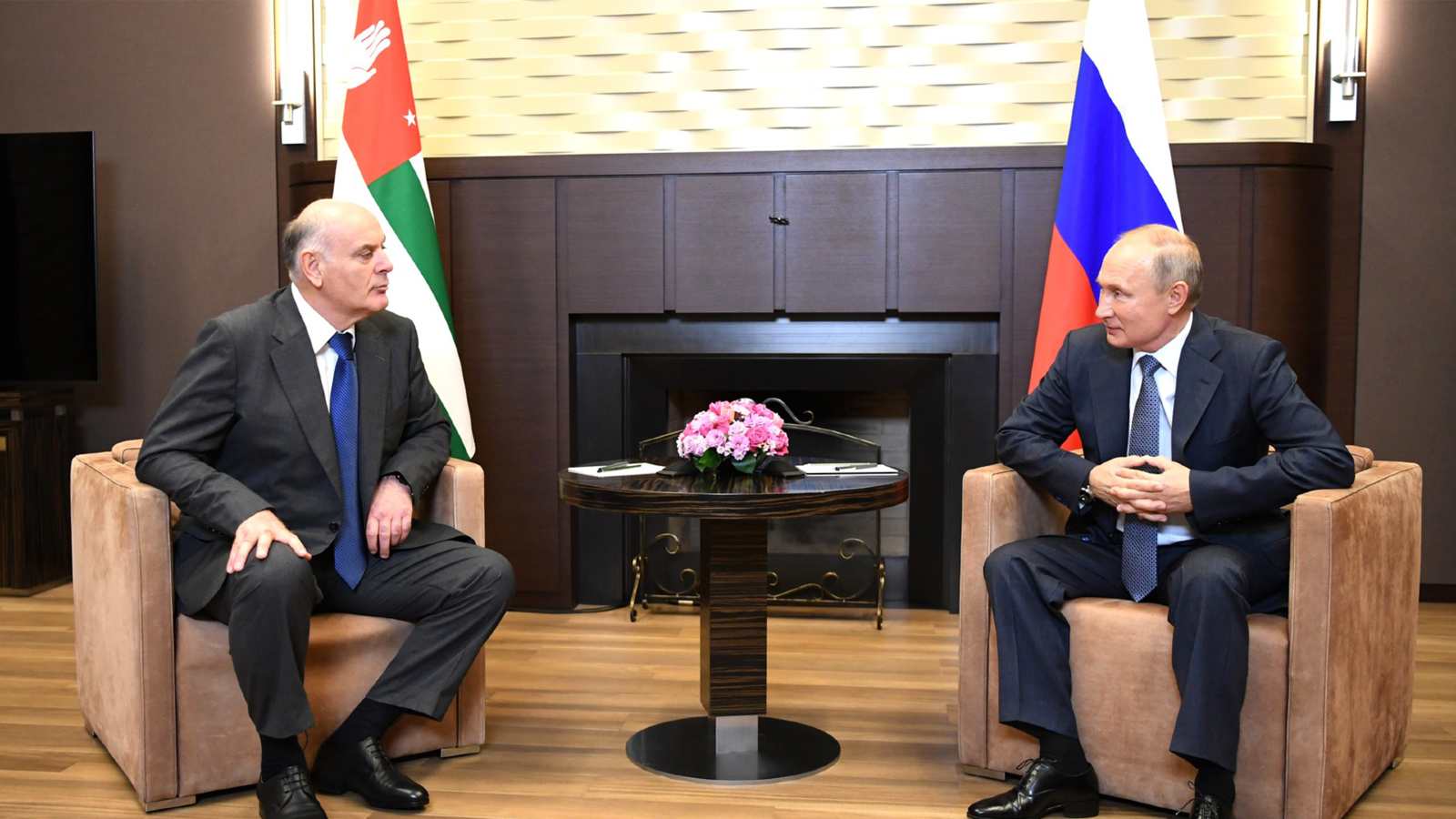Photo: In Sochi, Vladimir Putin held talks with President of the Republic of Abkhazia Aslan Bzhania, who arrived in Russia on a working visit. November 12, 2020. Credit: Kremlin