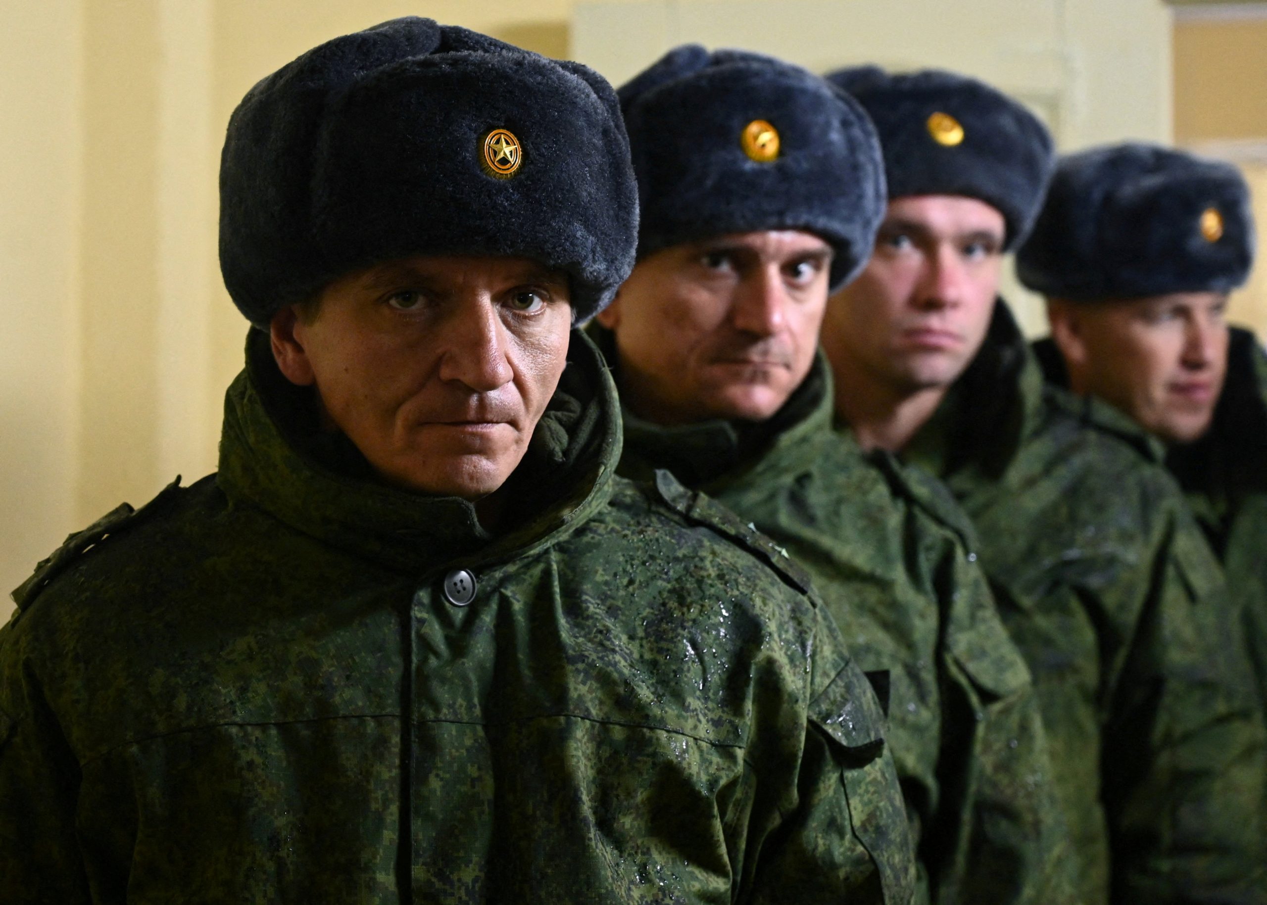 Photo: Russian reservists recruited during the partial mobilisation of troops line up as they receive gear before departing to the zone of Russia-Ukraine conflict, in the Rostov region, Russia October 31, 2022. Credit: REUTERS/Sergey Pivovarov