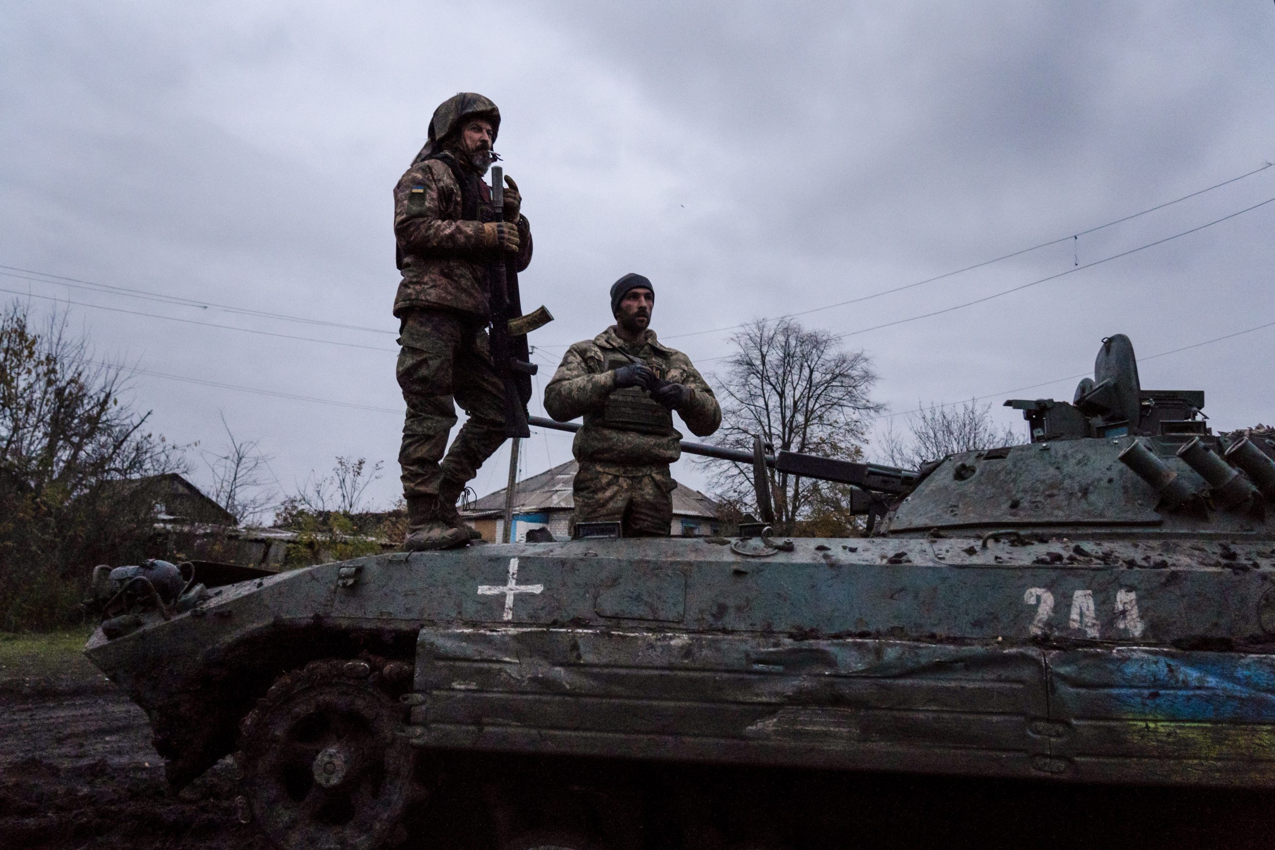 Photo: Paramedics and soldiers seen on an armored personnel carrier. Ukrainian troops continue their counteroffensive operation in eastern Ukraine but face heavy resistance in the area of Svatove and Kreminna in the Luhansk region. The Svatove-Kreminna road is a key supply route for Russian troops in the Luhansk region. Credit: Photo by Ashley Chan / SOPA Images/Sipa USA